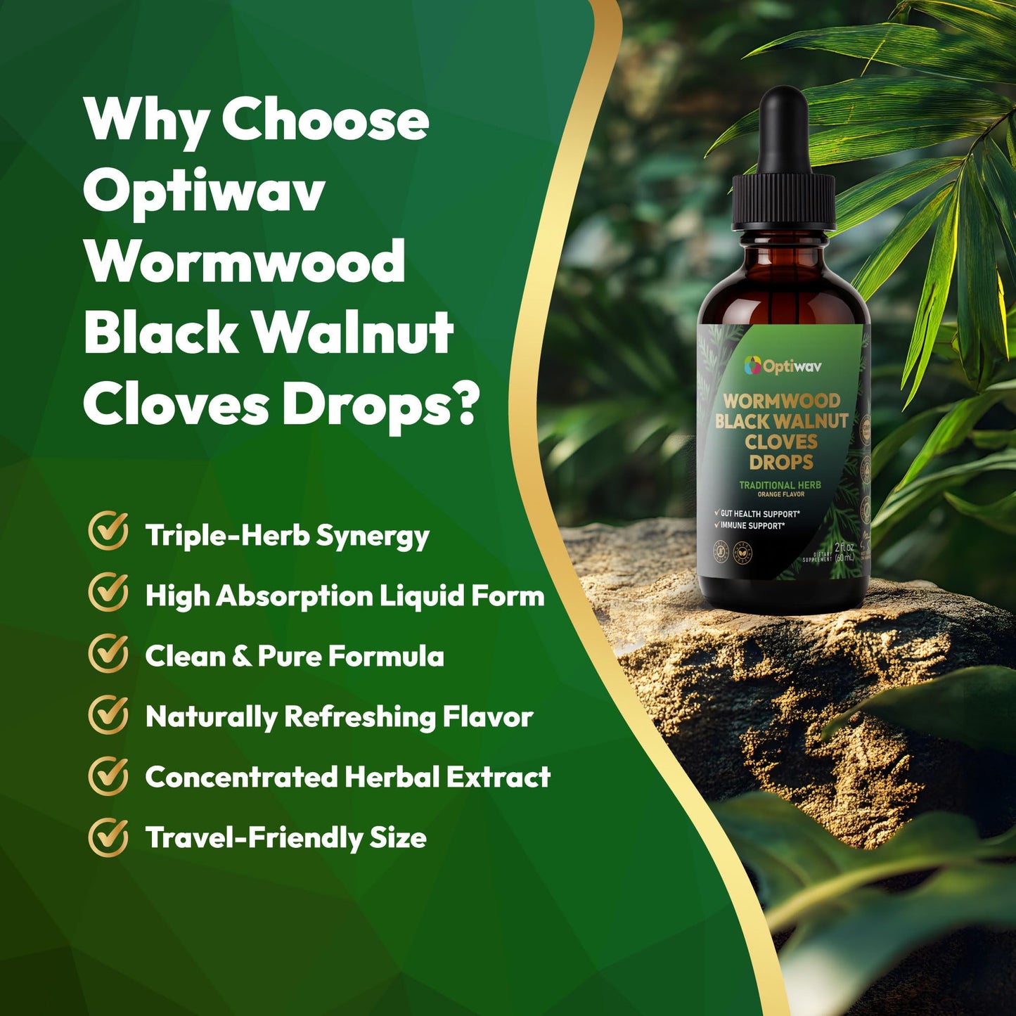 Optiwav Wormwood, Black Walnut & Cloves Drops – Digestive Wellness & Immune Support