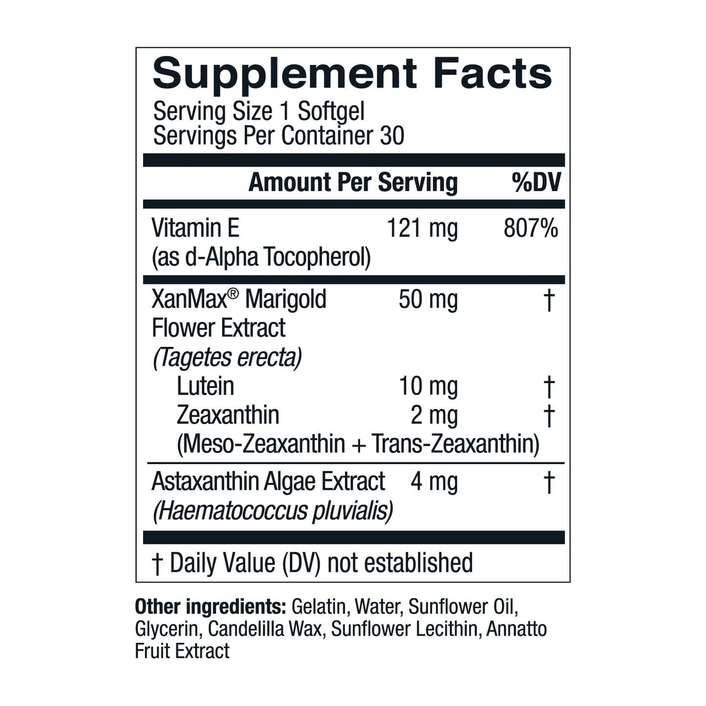 OptiWell Eye Health – AREDS2 Vitamins (Vitamin E, Lutein, Astaxanthin) - 30 Softgels