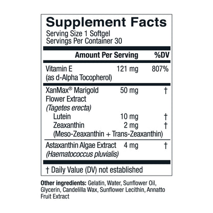 OptiWell Eye Health – AREDS2 Vitamins (Vitamin E, Lutein, Astaxanthin) - 30 Softgels