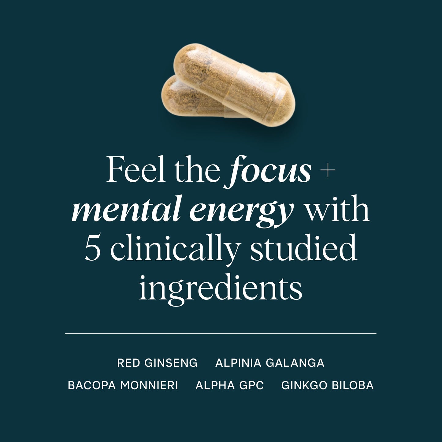 Ora Organic Brain Health Supplement for Focus, Mental Energy & Memory - Panax Red Ginseng, Bacopa Monnieri, Alpha GPC & EnXtra - 60 Capsules