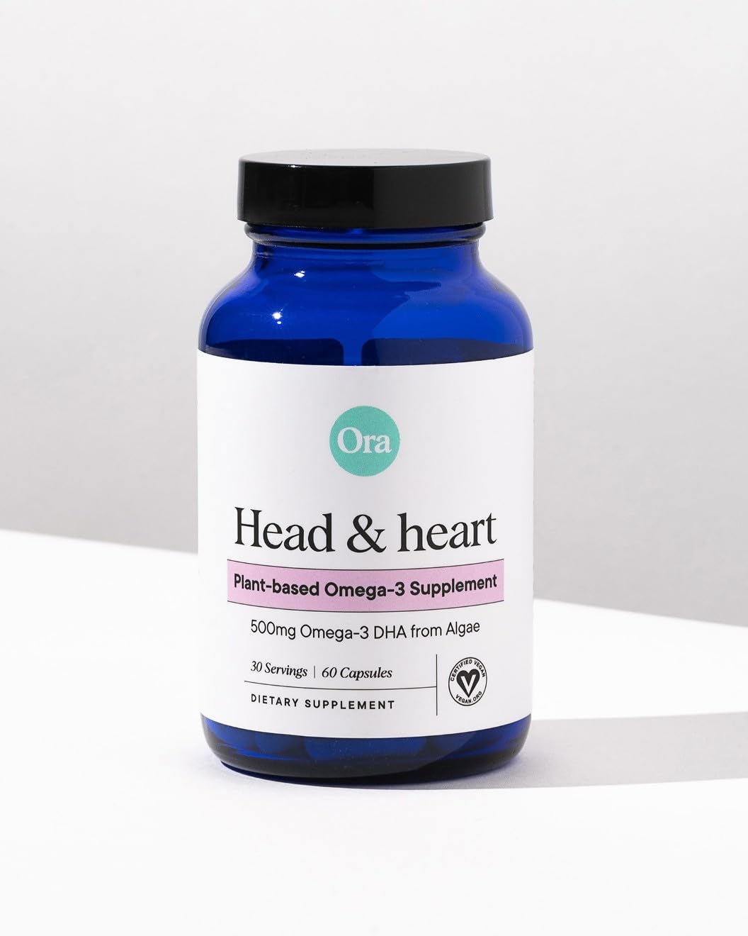 Ora Organic Vegan Omega-3 DHA 500mg – Algae-Sourced | Brain, Eye & Heart Health | 60 Capsules