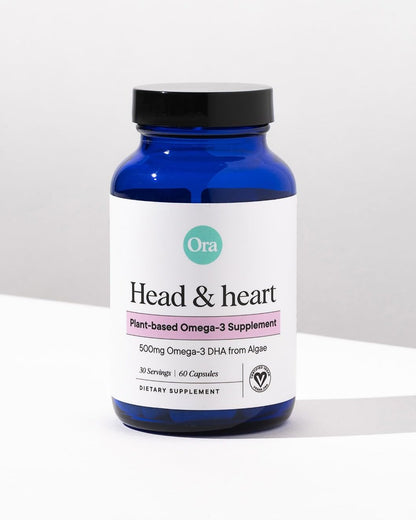 Ora Organic Vegan Omega-3 DHA 500mg – Algae-Sourced | Brain, Eye & Heart Health | 60 Capsules