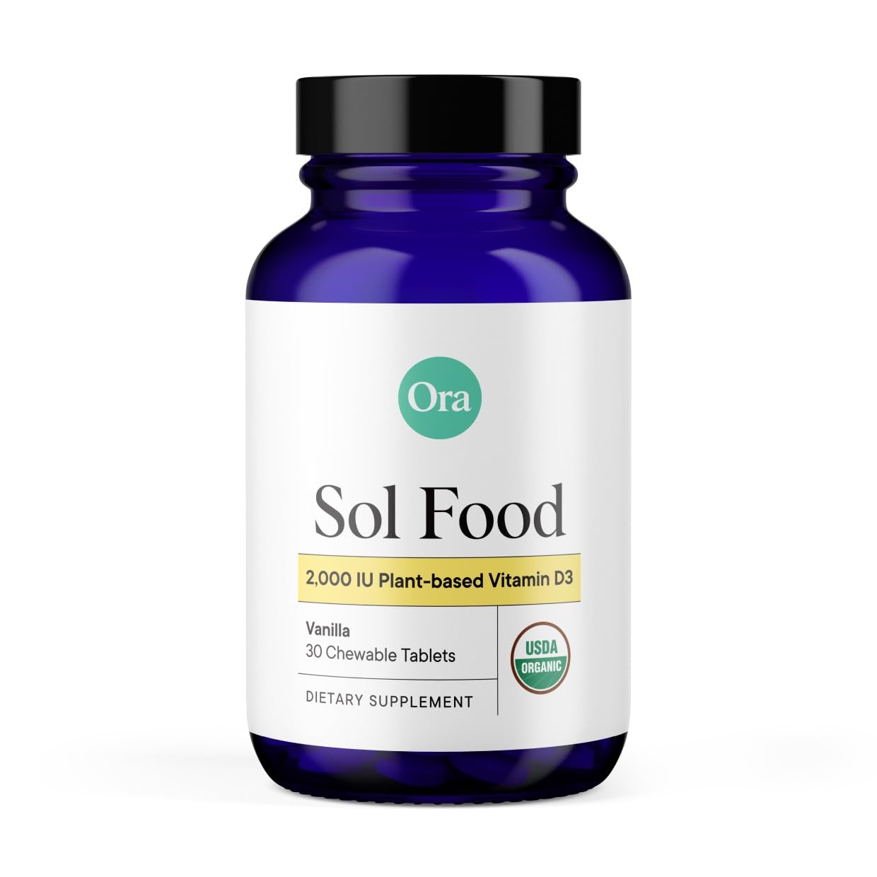 Ora Organic Vitamin D3 2000IU – Vegan Lichen D3 Chewables for Immune Support, Bone Health & Mood | 30 Vanilla Tablets