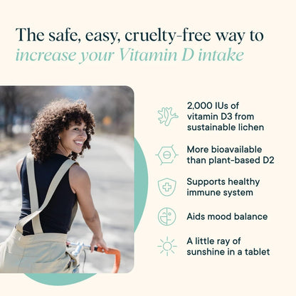 Ora Organic Vitamin D3 2000IU – Vegan Lichen D3 Chewables for Immune Support, Bone Health & Mood | 30 Vanilla Tablets