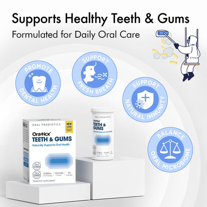 OraTicx Teeth & Gums Oral Probiotics – 8 Billion CFU, Grape Flavor, 30 Lozenges