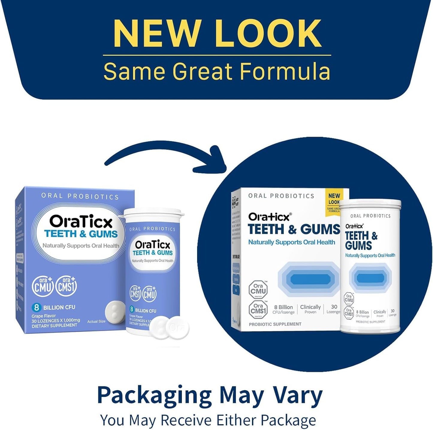 OraTicx Teeth & Gums Oral Probiotics – 8 Billion CFU, Grape Flavor, 30 Lozenges