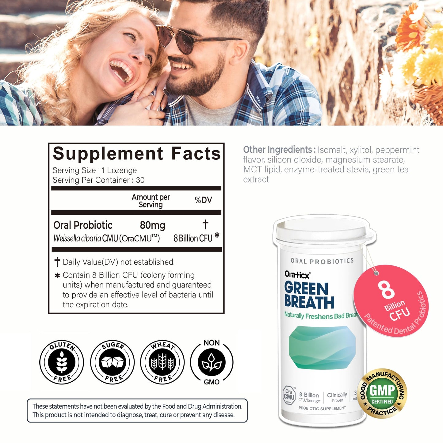 OraTicx Oral Probiotics Mint Breath – 8B CFU, 30 Lozenges, 4-Pack