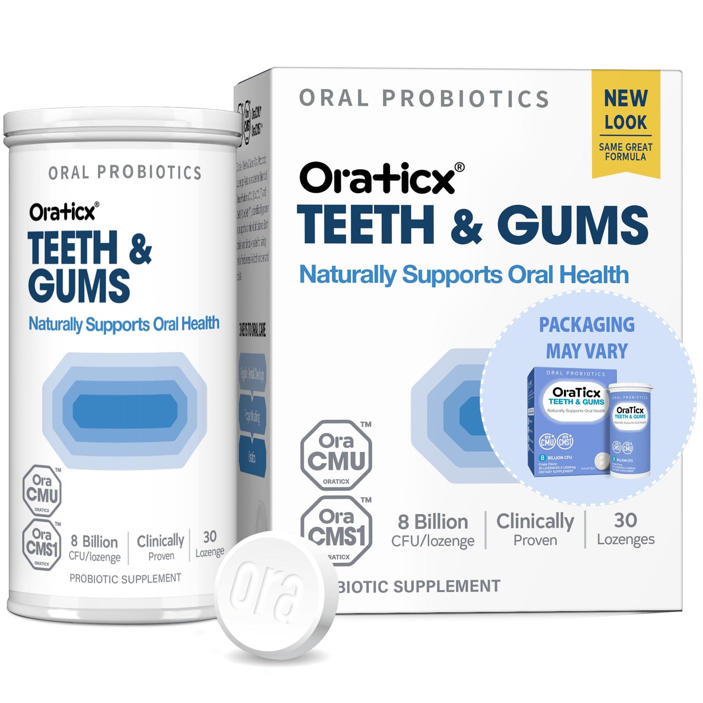 OraTicx Teeth & Gums Oral Probiotics – 8 Billion CFU, Grape Flavor, 30 Lozenges