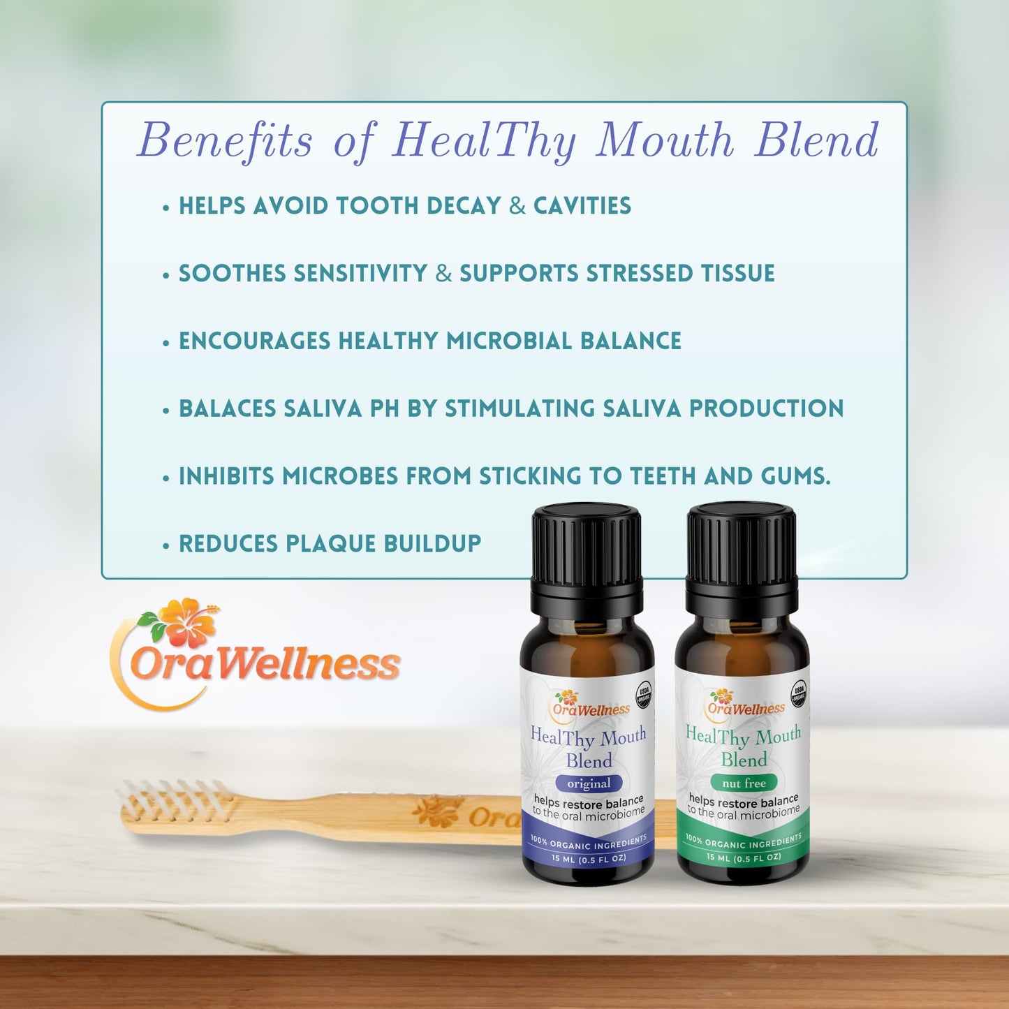 OraWellness Nut Free Organic Tooth Oil – USA Made, Fluoride Free, 3-Pack