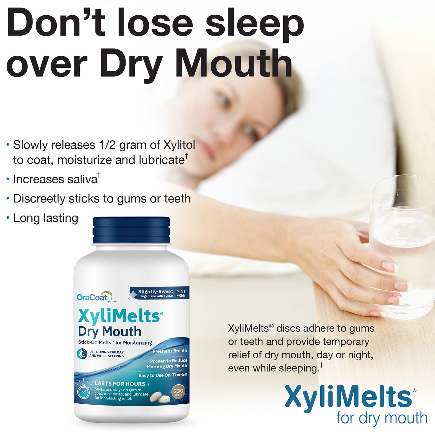 Oracoat XyliMelts Dry Mouth Discs – 230 Count, Sugar-Free Xylitol, 8-Hour Relief