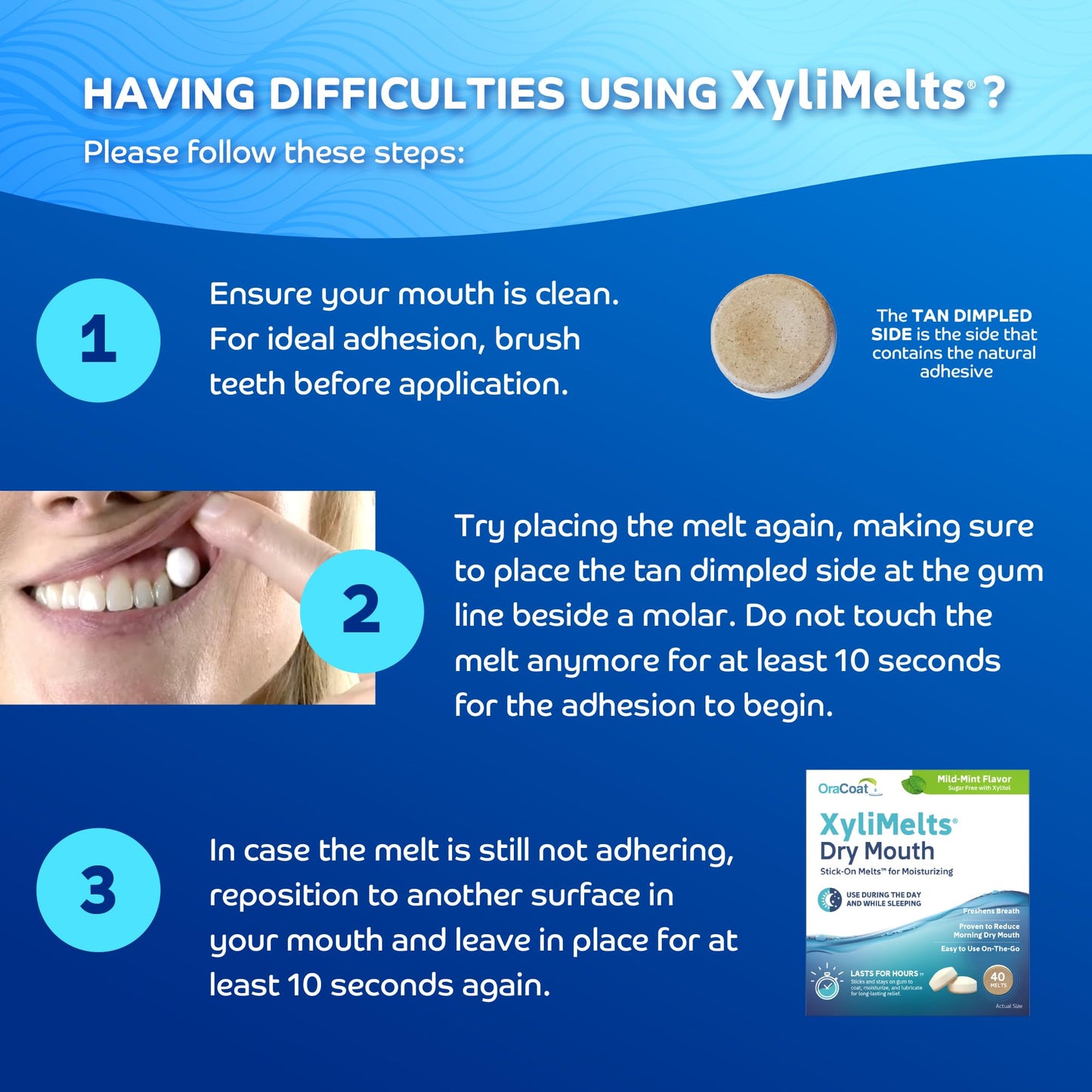 Oracoat XyliMelts Dry Mouth Discs - 40 Count, Mild Mint, 8-Hour Relief
