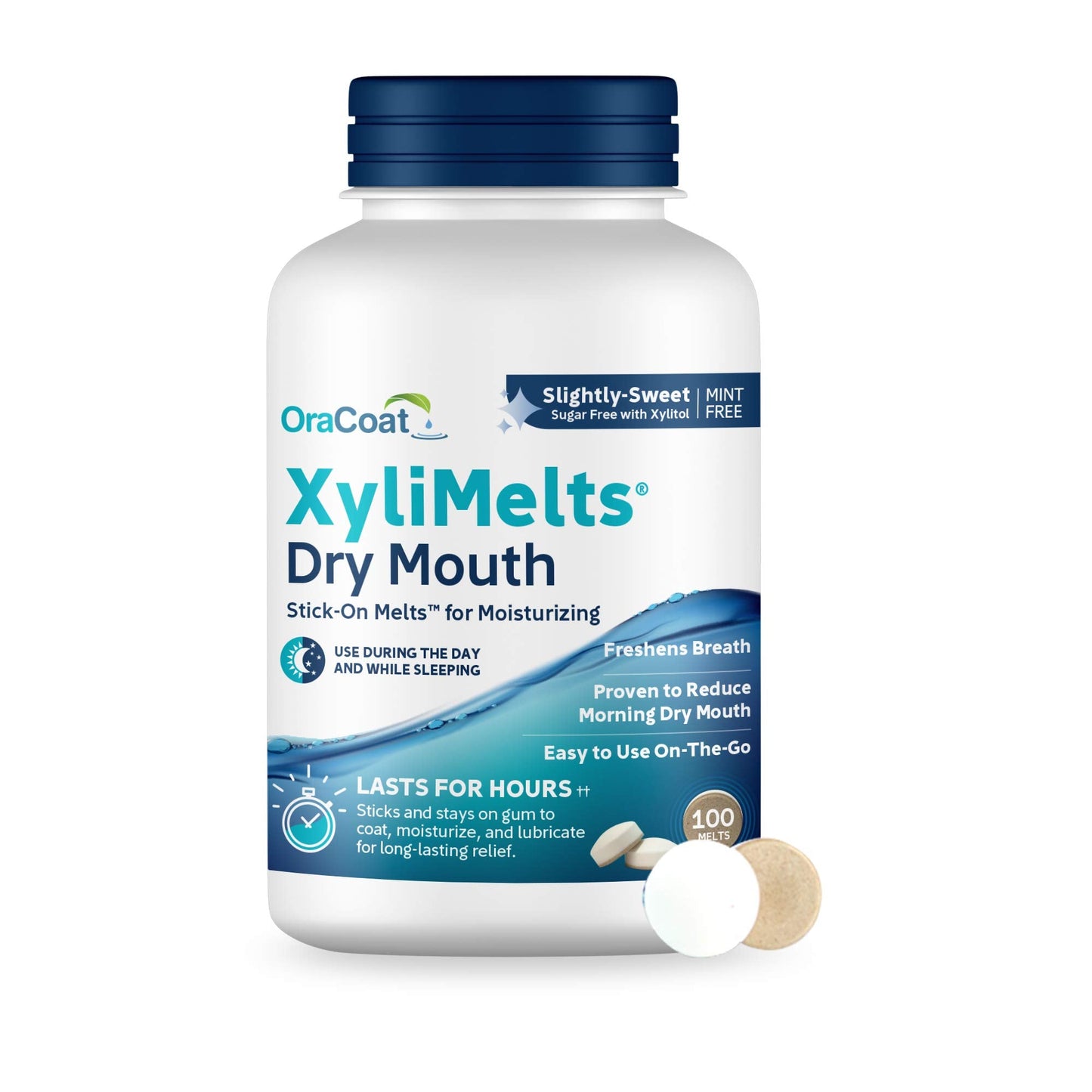 Oracoat XyliMelts – Dry Mouth Relief Discs with Xylitol (8-Hour Moisture), 100 Count