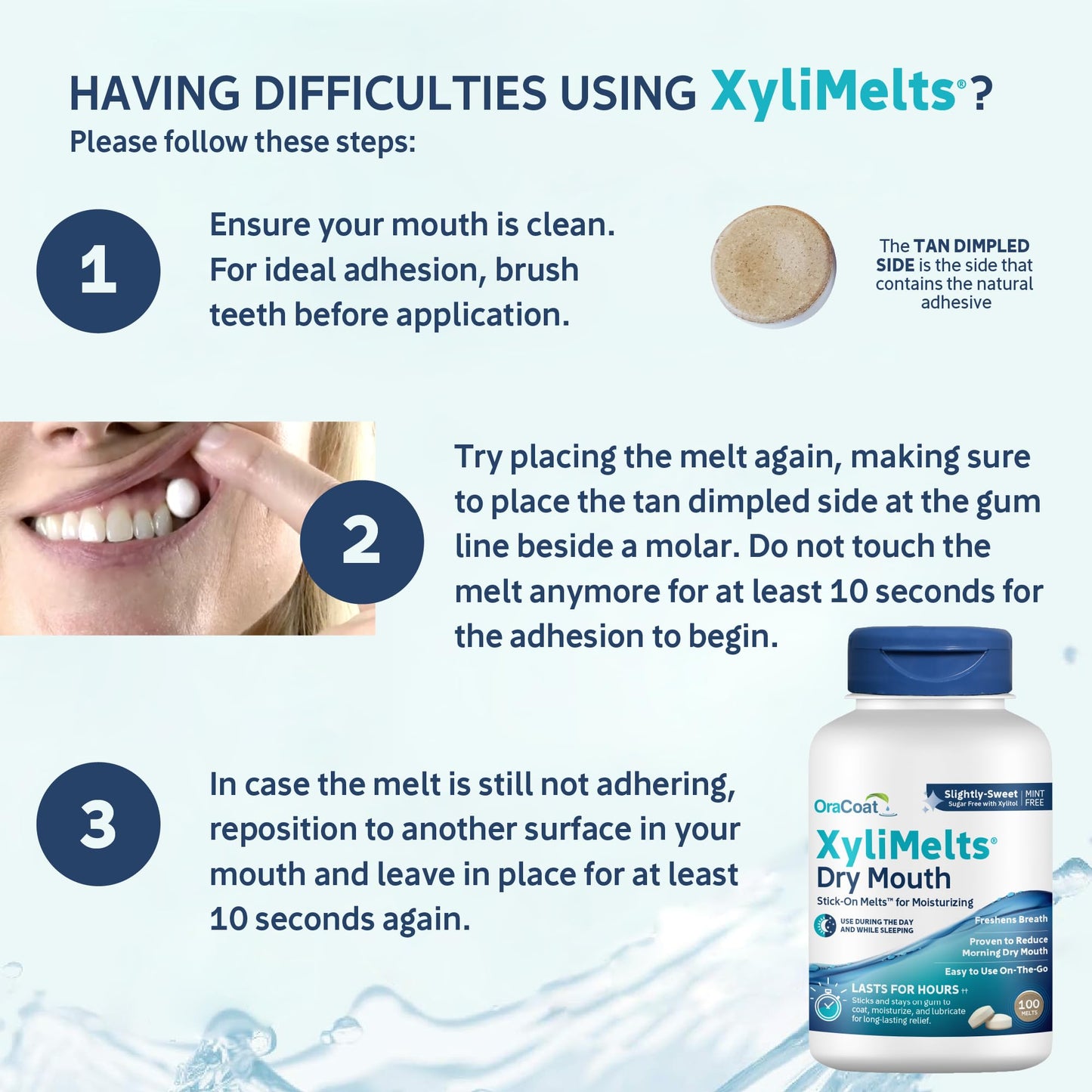 Oracoat XyliMelts – Dry Mouth Relief Discs with Xylitol (8-Hour Moisture), 100 Count