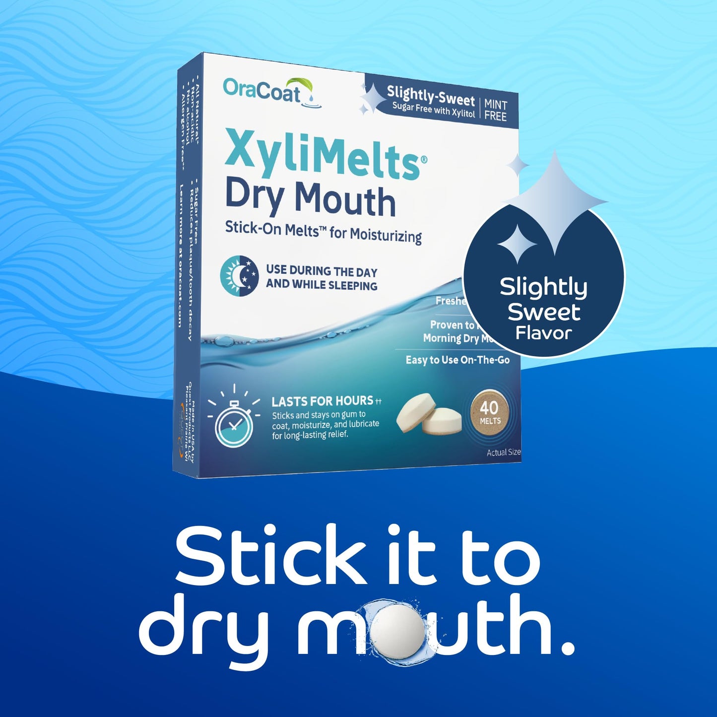 OraCoat XyliMelts Dry Mouth Discs - Sugar Free, 8-Hour Relief (40 Count)