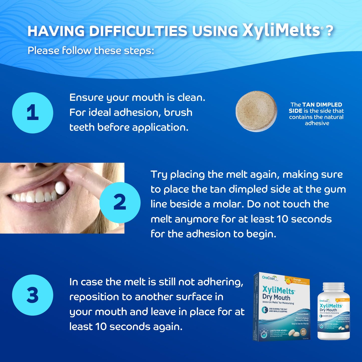Oracoat XyliMelts Dry Mouth Discs - 8-Hour Relief, Sugar-Free Xylitol, Orange Flavor