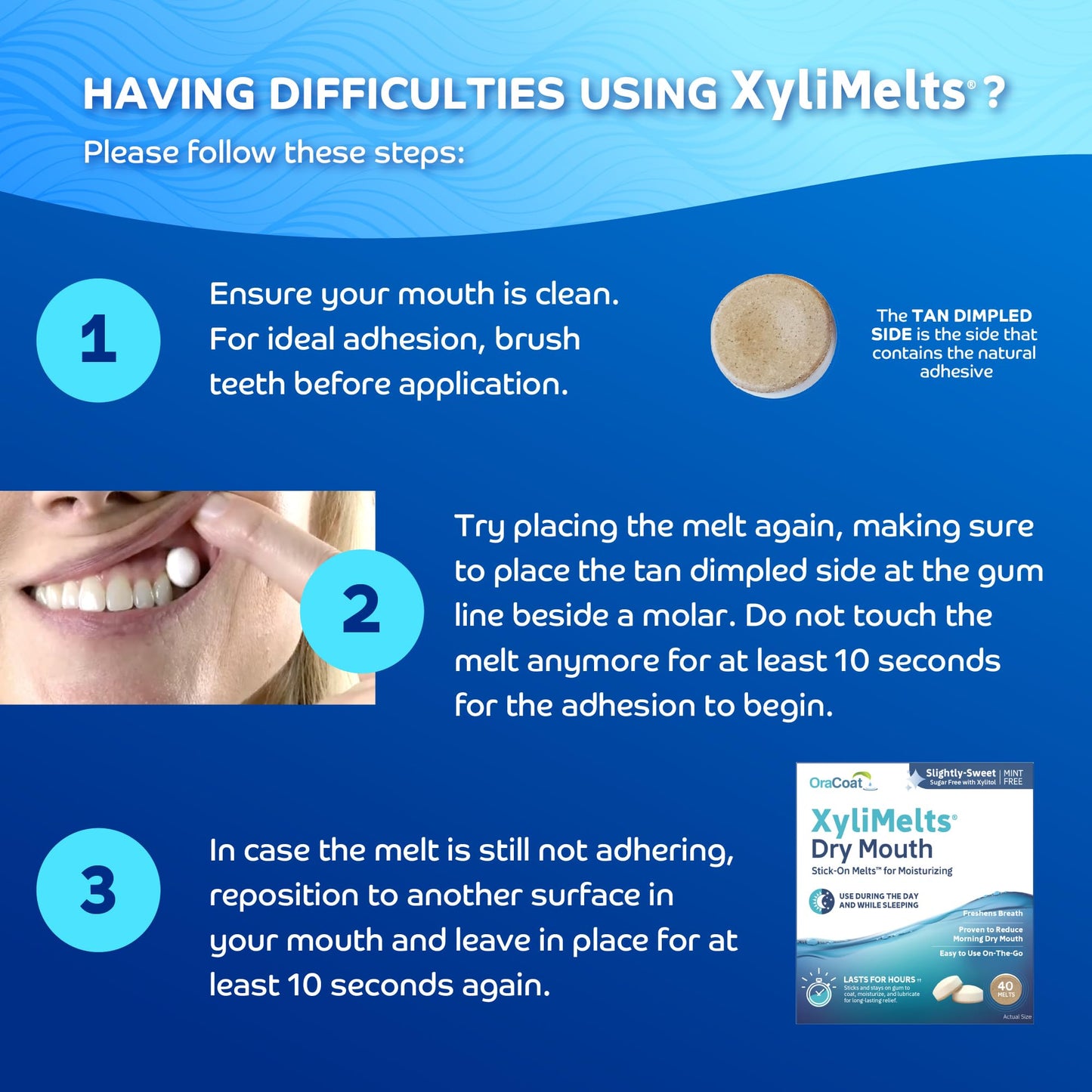 OraCoat XyliMelts Dry Mouth Discs - Sugar Free, 8-Hour Relief (40 Count)