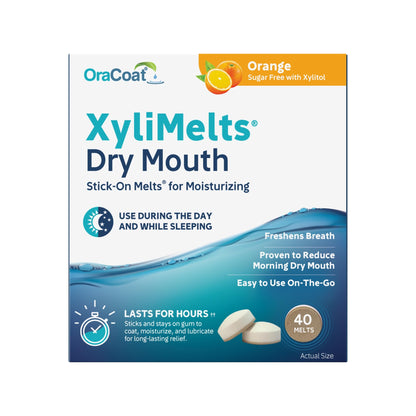 Oracoat XyliMelts Dry Mouth Discs - 8-Hour Relief, Sugar-Free Xylitol, Orange Flavor