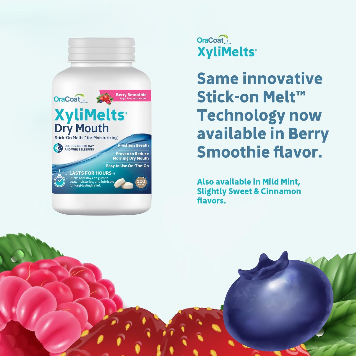 Oracoat XyliMelts – Dry Mouth Relief Discs (Berry Smoothie) – 8-Hour Relief, 100 Count