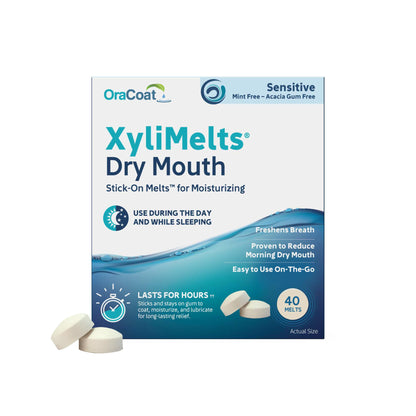 OraCoat XyliMelts Dry Mouth Relief – Mint-Free & Acacia Gum-Free, Xylitol, 40 Count