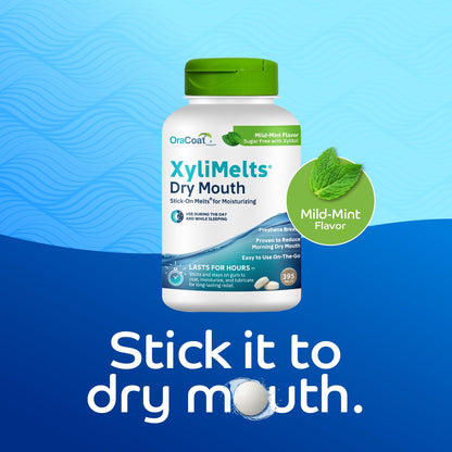 Oracoat XyliMelts for Dry Mouth Night Time or Day - Moisturizing Dry Mouth Adhering Discs, Sugar Free with Xylitol, 395 Count, Mint Flavor, 8-Hour Relief