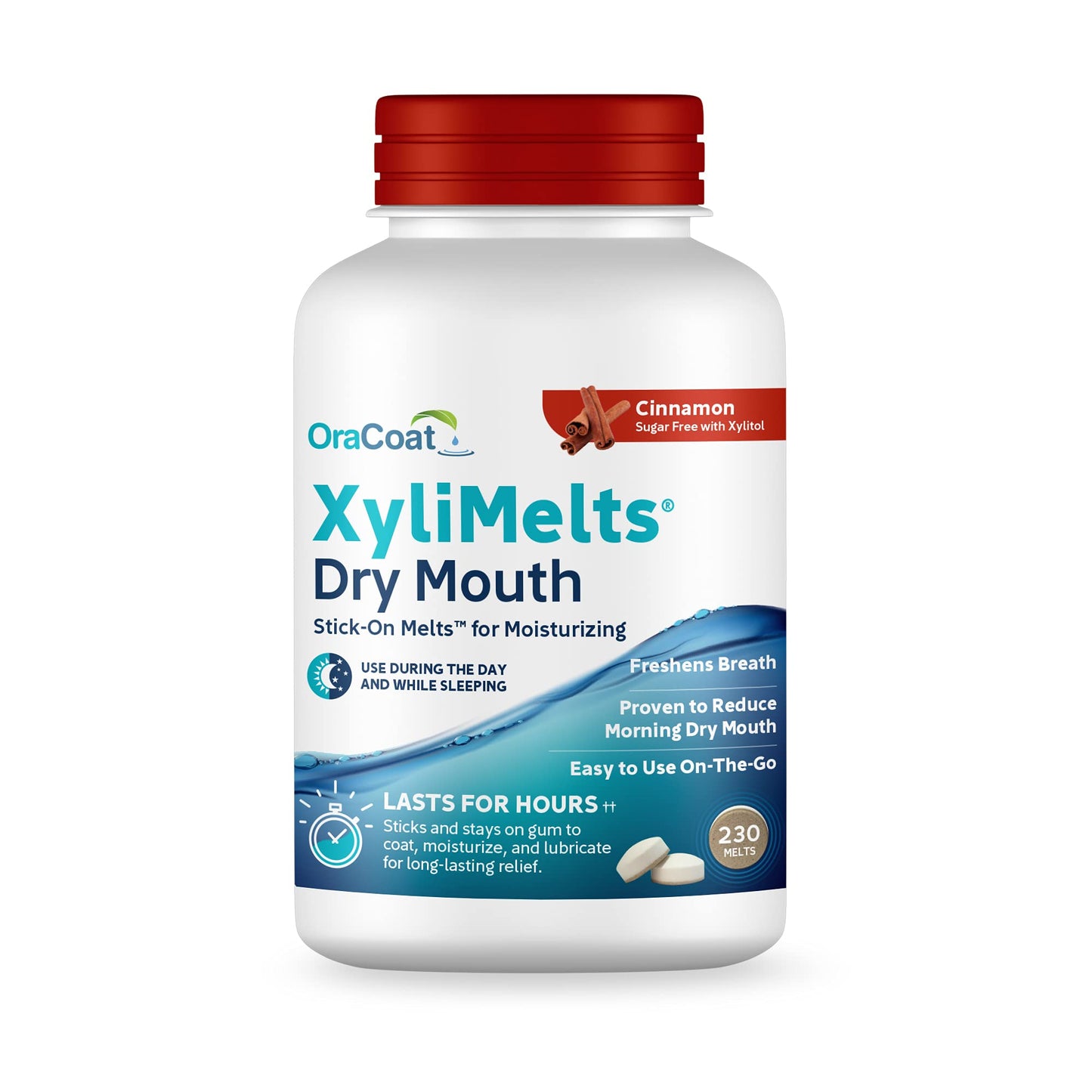 OraCoat XyliMelts Dry Mouth Discs – Cinnamon, 230 Count | 8-Hour Relief