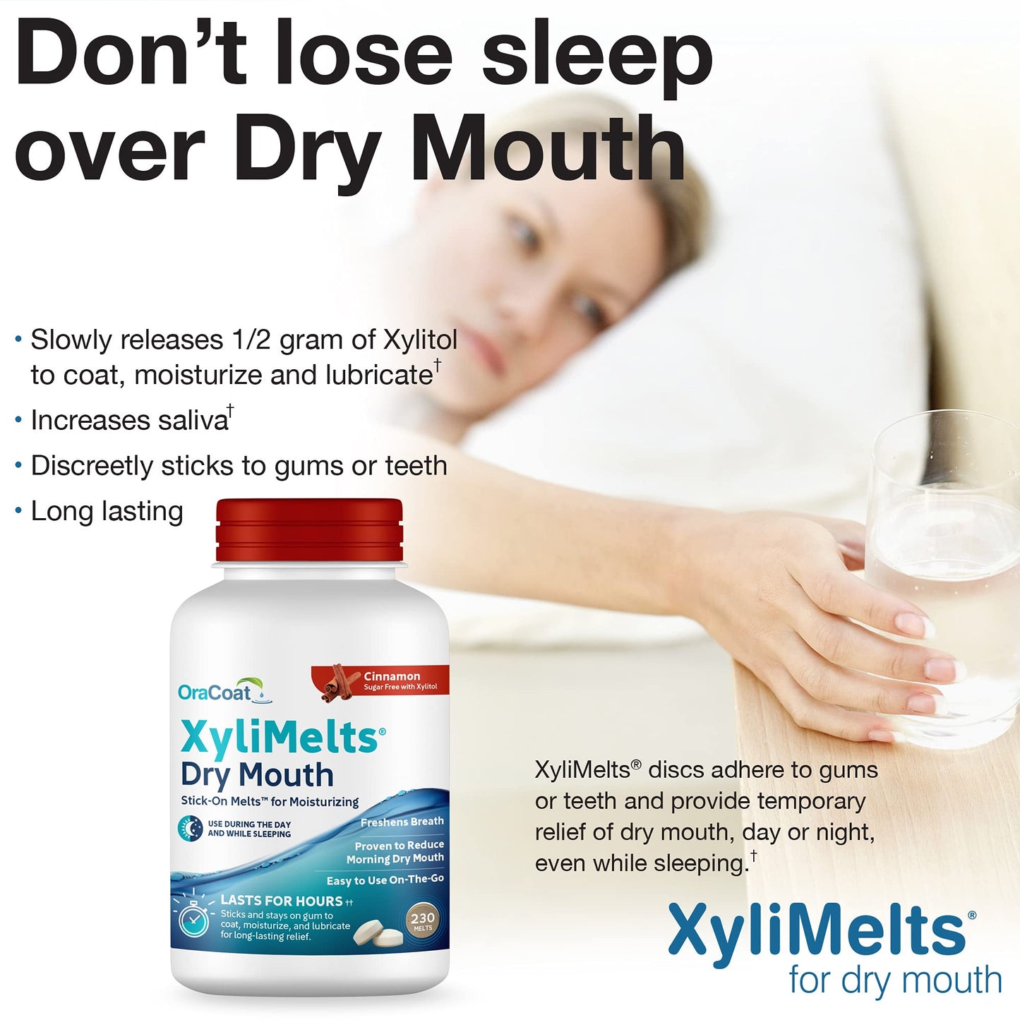 OraCoat XyliMelts Dry Mouth Discs – Cinnamon, 230 Count | 8-Hour Relief