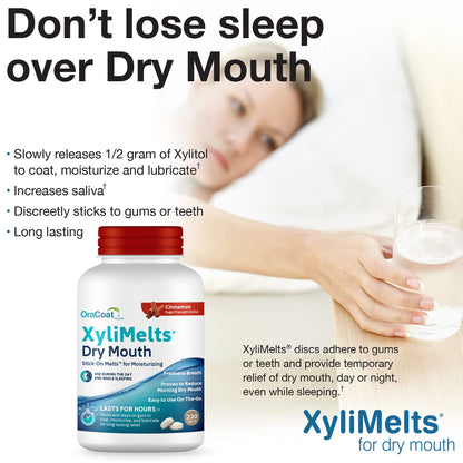 OraCoat XyliMelts Dry Mouth Discs – Cinnamon, 230 Count | 8-Hour Relief