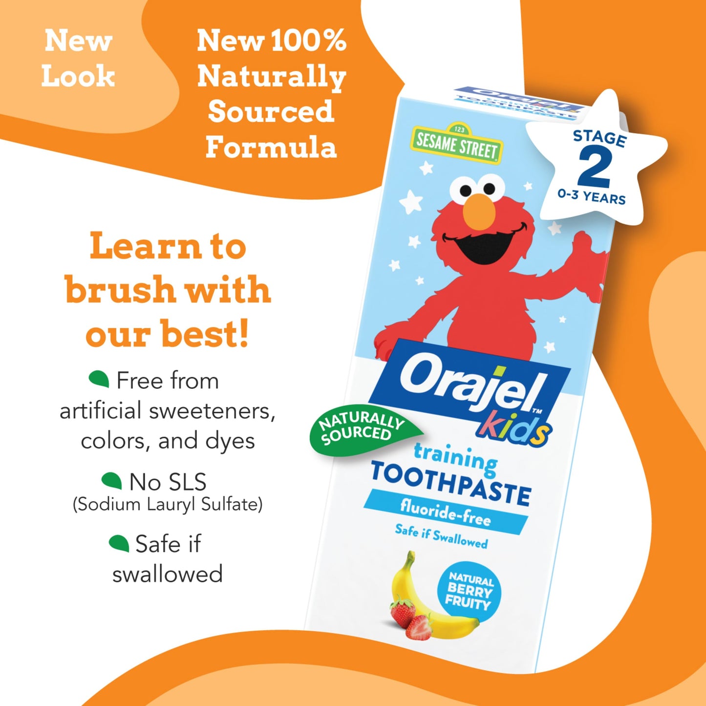 Orajel Kids Elmo Fluoride-Free Training Toothpaste 1.5oz | Pediatrician Recommended