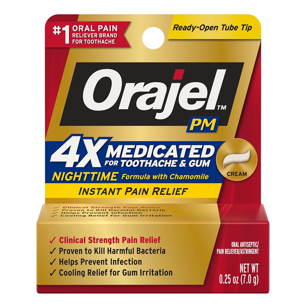 Orajel Maximum Strength Nighttime Toothache Pain Relief Cream – 0.25 Oz