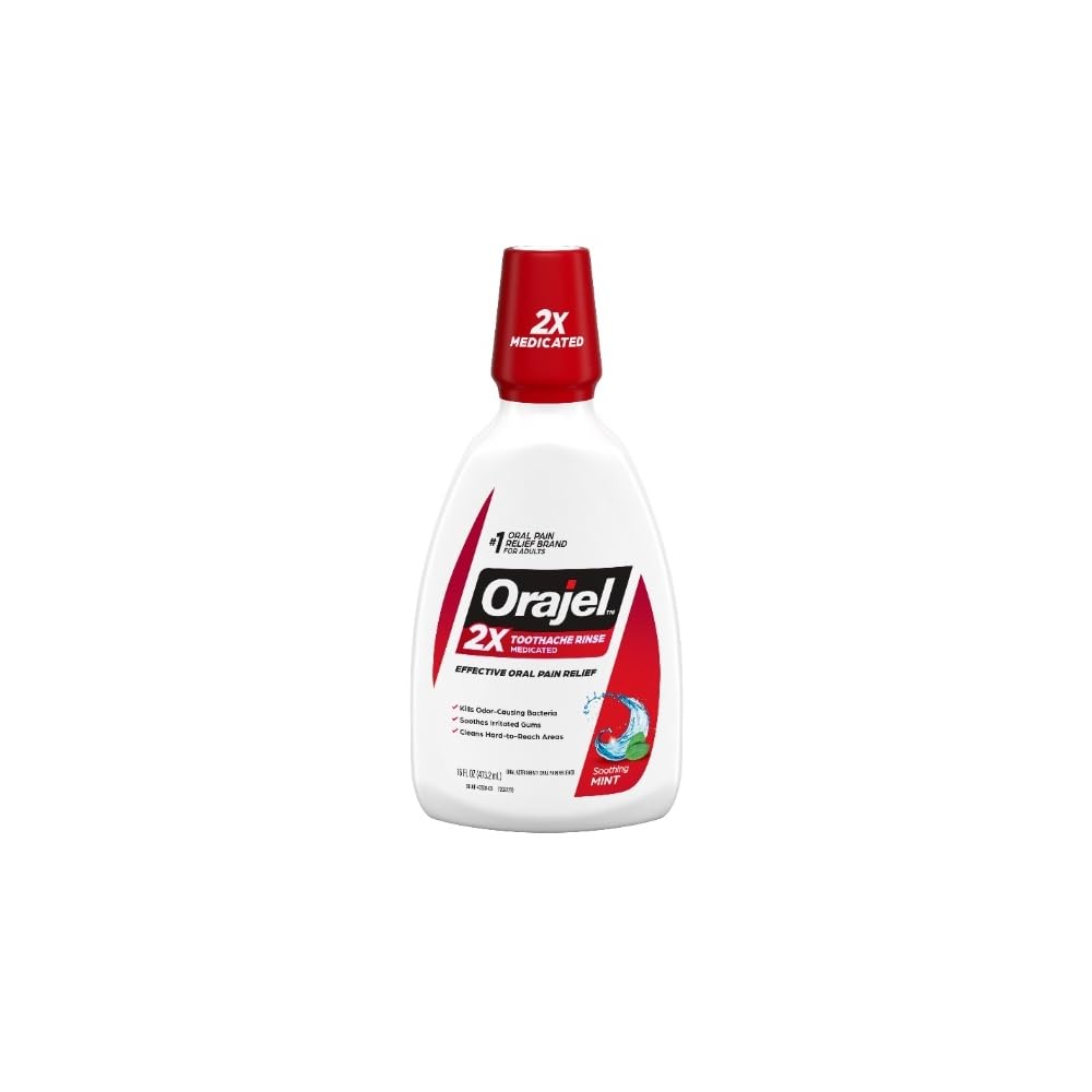 Orajel Toothache Rinse – Analgesic Astringent, Soothing Mint, 16 fl oz