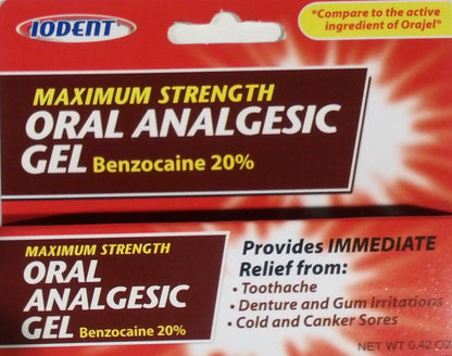 Oral Analgesic Gel 0.42 oz – Maximum Strength – Compare to Orajel | Iodent