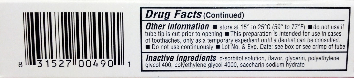 Oral Analgesic Gel 0.42 oz – Maximum Strength – Compare to Orajel | Iodent