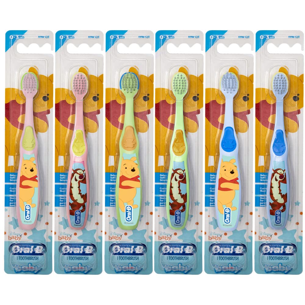 Oral-B Baby Manual Toothbrush with Pooh Characters - 0-3 Years, Extra Soft Pack of 6