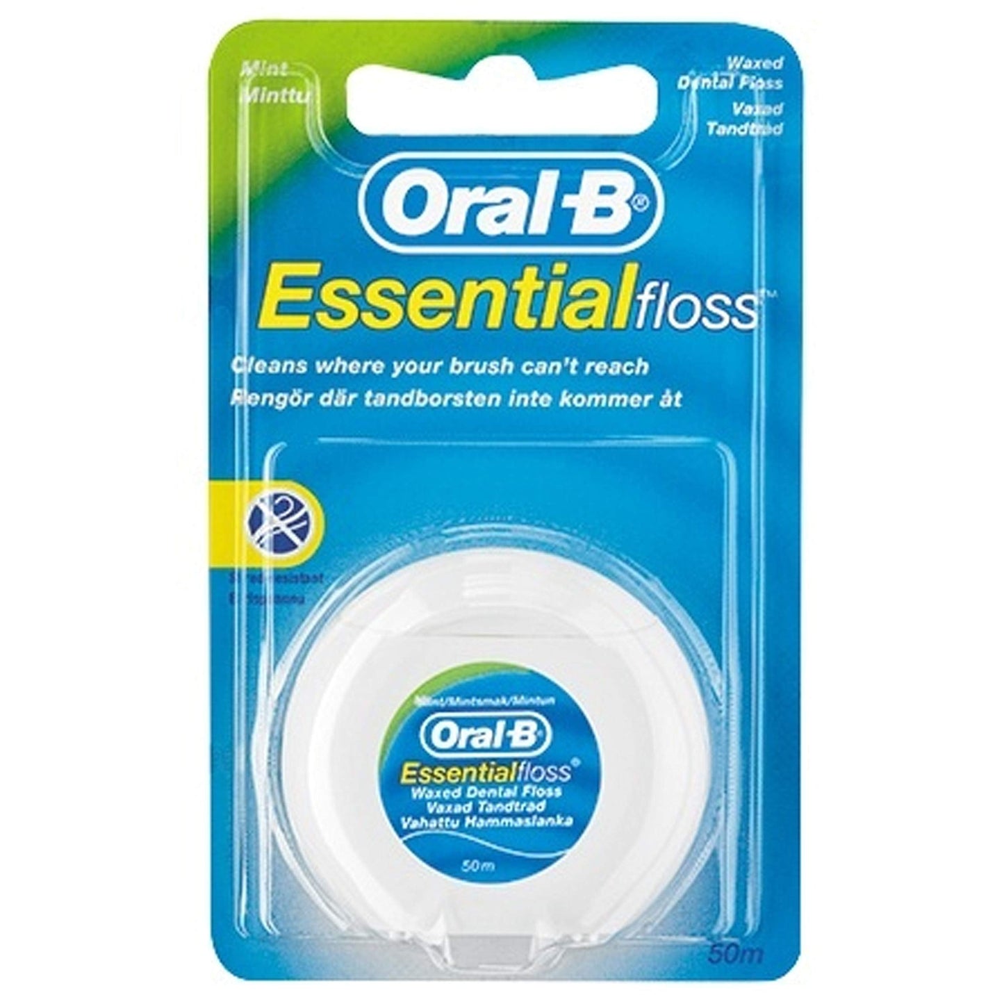 Oral-B Essential Mint Floss - Waxed, 12 x 50 m