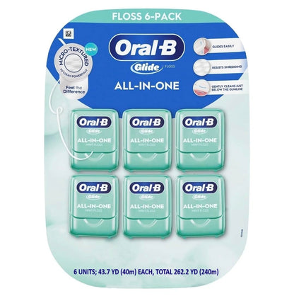 Oral-B Glide All-In-One Dental Floss – Mint, 6 Count