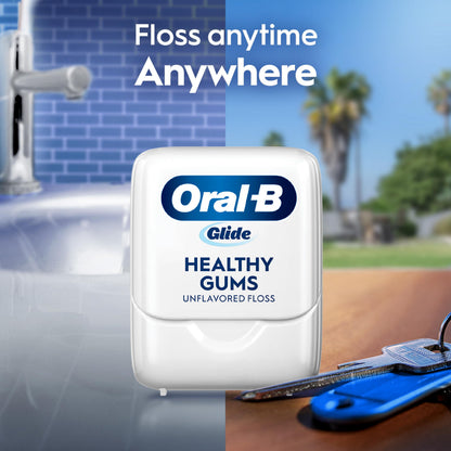 Oral-B Glide Healthy Gums Unflavored Floss — 2 Pack, 50m Each, Smooth & Shred-Resistant