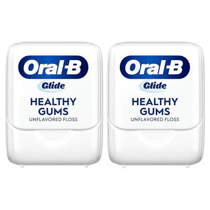 Oral-B Glide Healthy Gums Unflavored Floss — 2 Pack, 50m Each, Smooth & Shred-Resistant