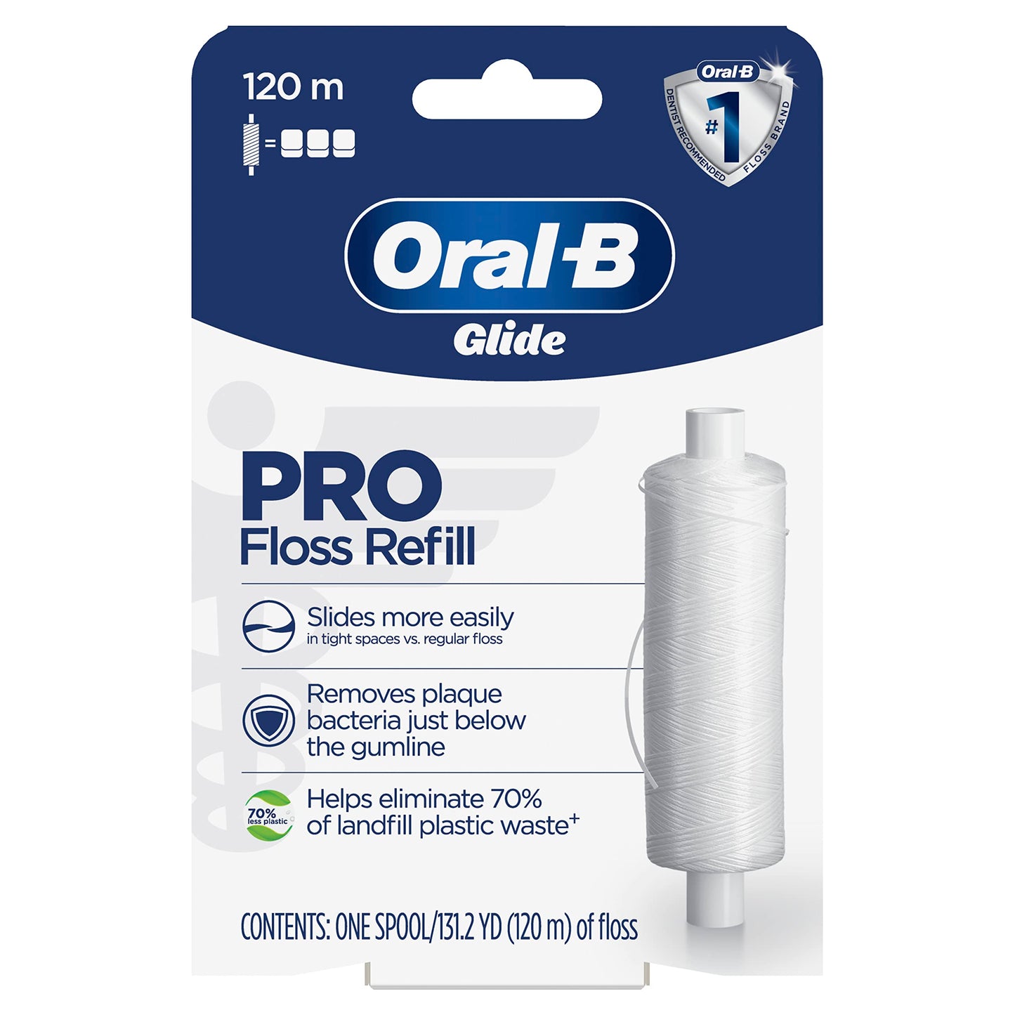 Oral-B Glide PRO Floss Refill 120m – Dentist-Recommended, Refillable