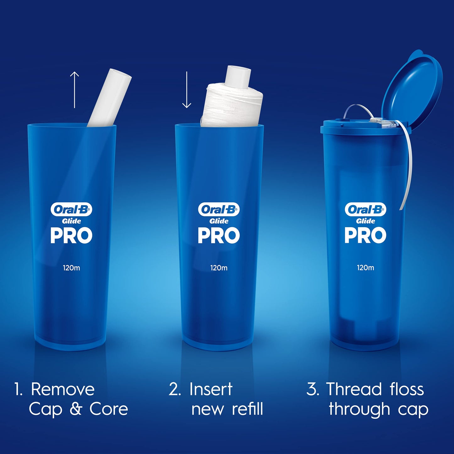 Oral-B Glide PRO Refillable Floss Starter Kit, 120m