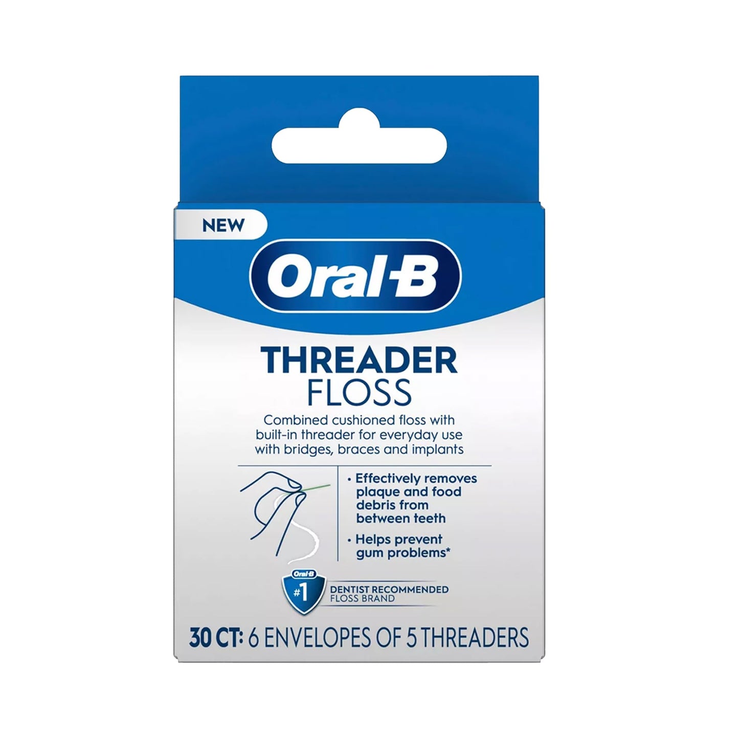 Oral-B Glide Threader Floss, 30-Count (Pack of 6) | Braces & Implants