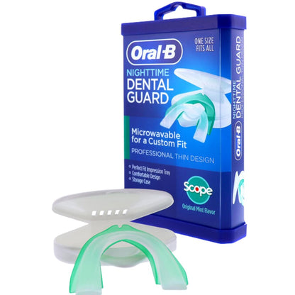 Oral-B Nighttime Mouth Guard – 3-Minute Moldable Dental Guard with Scope Mint
