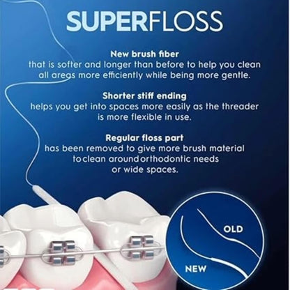 Oral-B Super Floss Mint, 50 Pre-Cut Strands, Pack of 3 – Removes Plaque Under Gumline
