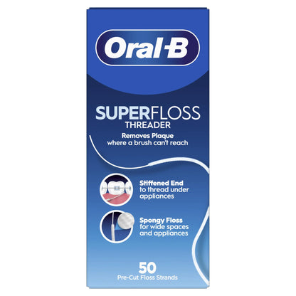 Oral-B Super Floss Mint, 50 Pre-Cut Strands, Pack of 3 – Removes Plaque Under Gumline