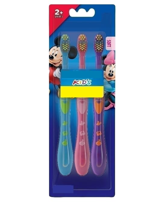 Oral Basics Baby Toothbrush Pack 3 – Mickey & Minnie, Soft Bristles, 24+ Months