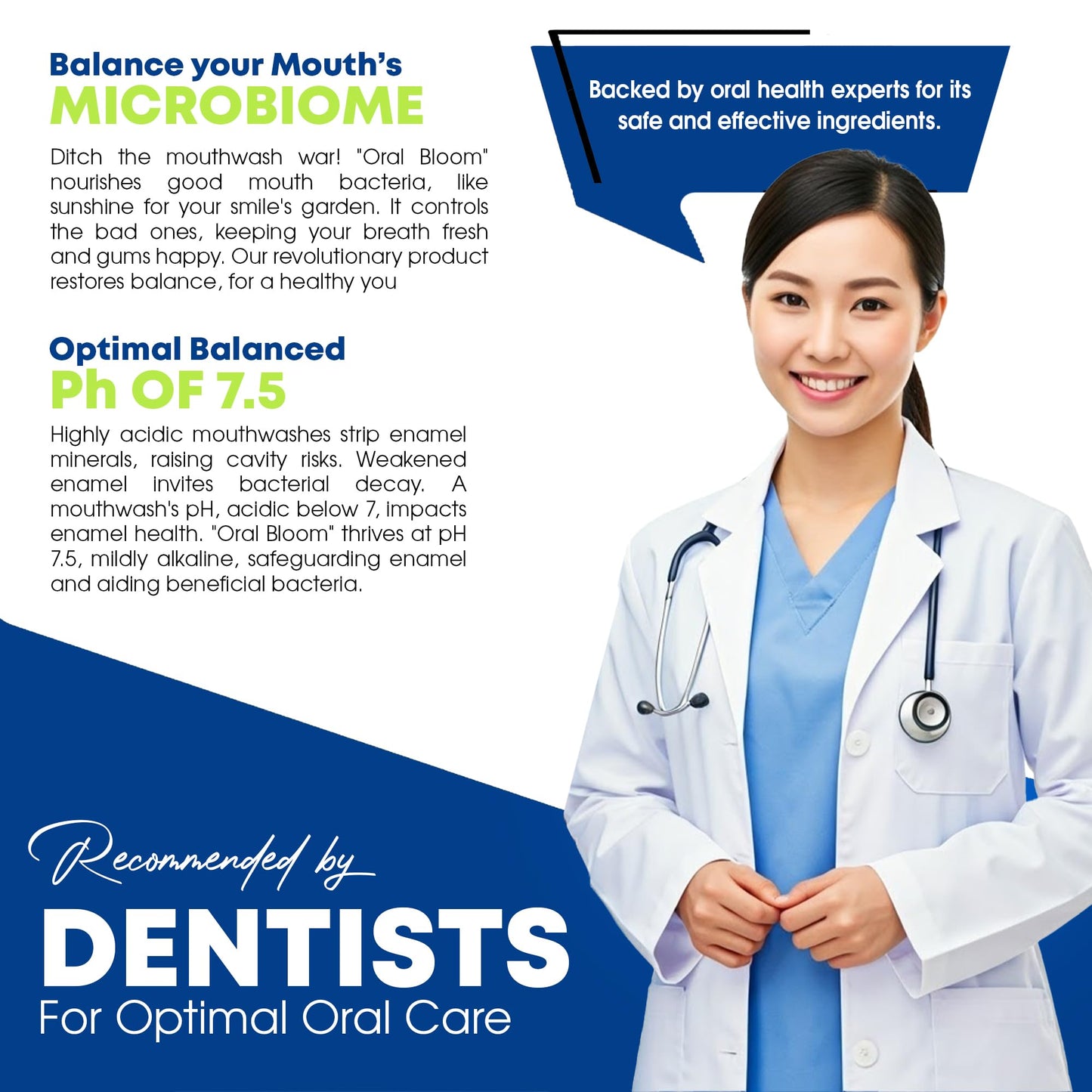 Oral Bloom Dentel Probiotic & Prebiotic Mouthwash – Mint, 35B CFU, 17/6, Powder (30 Pack)