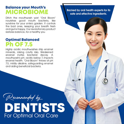 Oral Bloom Dentel Probiotic & Prebiotic Mouthwash – Mint, 35B CFU, 17/6, Powder (30 Pack)