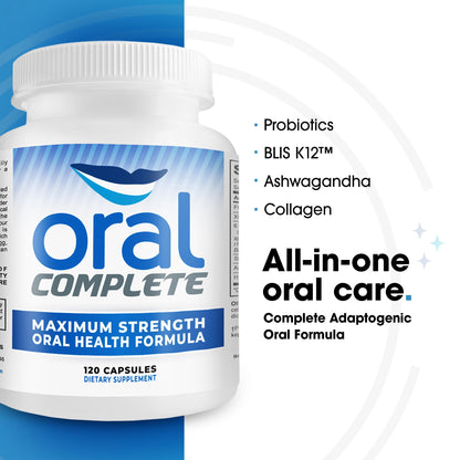 Oral Complete 11-in-1 Dental Probiotics with BLIS K12 – Bad Breath & Tonsil Stone Relief, Non-GMO, 120 Capsules