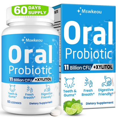 Oral Probiotics for Bad Breath – 11 Billion CFU, Fresh Breath, Teeth & Gums | 60 Lozenges