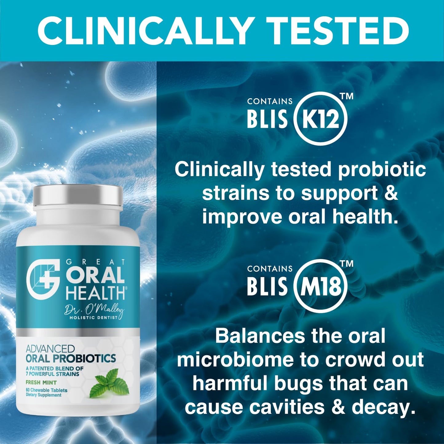 Oral Probiotics for Bad Breath – BLIS K12 & M18, 60 Mint Chewables (3pk)