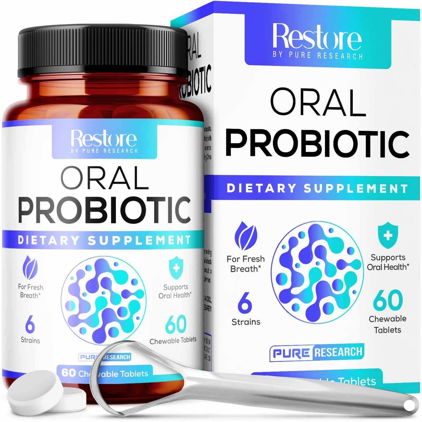 Oral Probiotics & Tongue Scraper – Mint Chewables (60ct) | BLIS M18